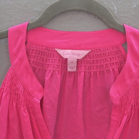 Lilly Pulitzer - women’s 100% silk Cold Shoulder long sleeve blouse pink top M - Picture 6 of 10